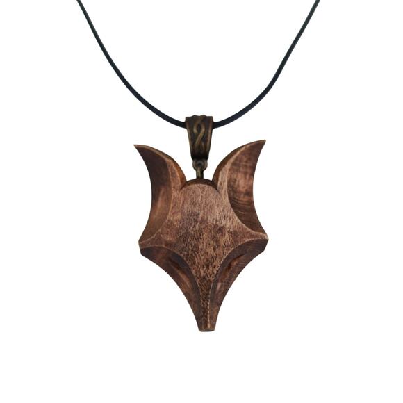 Handmade Curved Wooden Foxy Eco Friendly Minimalist Modern Pendant Necklace - Picture 1 of 4